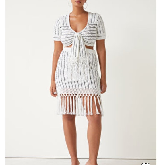 Coachella Vibe Fringed Crochet Mini Skirt & Top size S